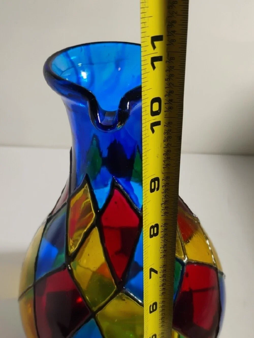 Vidrio Handblown  Glass   Multicolor Wine Cooler Signed Made In Mexico